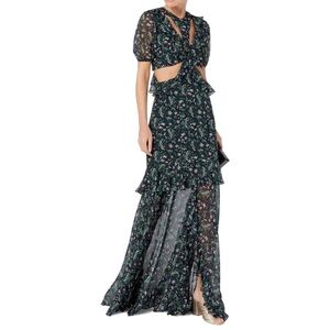 Amur Blue Floral Silk Gown